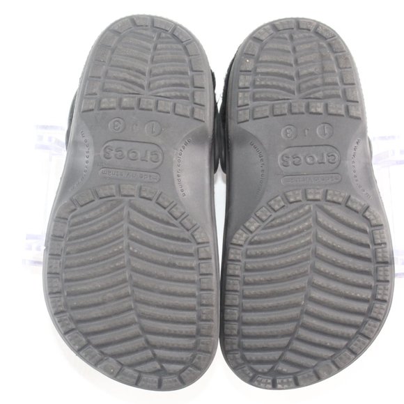 Crocs Black Classic Clogs Faux Fur Lining Junior Child Youth Shoes #128 - Picture 7 of 8